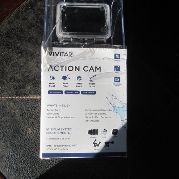 VIVITAR ACTION CAM, HIGH HD DEF, 2 INCH SCREEN, UNUSED - Picture 4 of 8